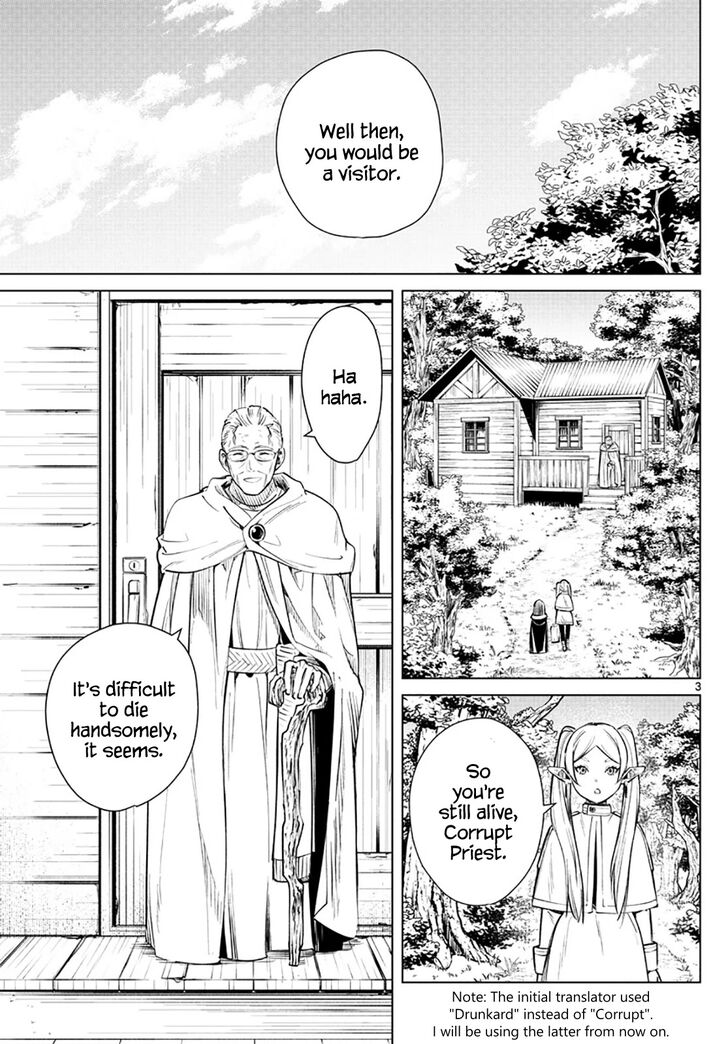 Frieren: Beyond Journey's End Manga Chapter 2 page 3 - The Priest's Lie scene